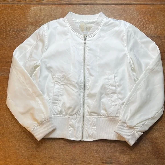 Anthropologie Hei Hei White Zip Front Bomber Jacket Size Medium - Picture 2 of 11